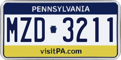 PA license plate MZD3211