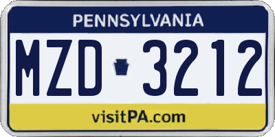 PA license plate MZD3212