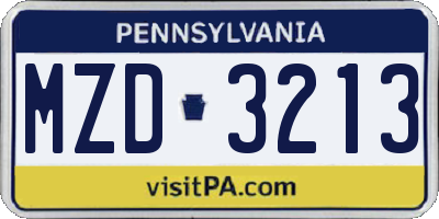 PA license plate MZD3213