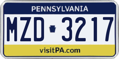 PA license plate MZD3217
