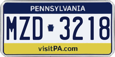 PA license plate MZD3218