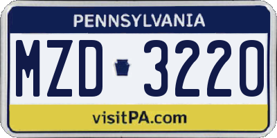 PA license plate MZD3220