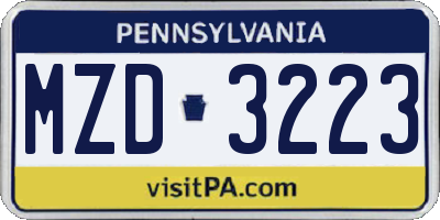 PA license plate MZD3223