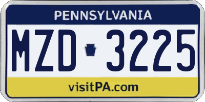 PA license plate MZD3225