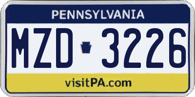 PA license plate MZD3226