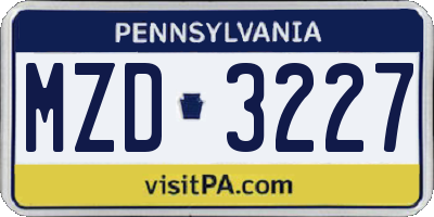 PA license plate MZD3227