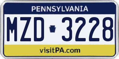 PA license plate MZD3228