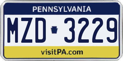 PA license plate MZD3229