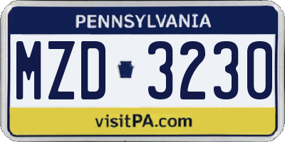 PA license plate MZD3230