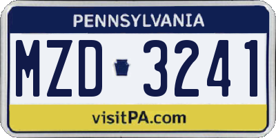 PA license plate MZD3241