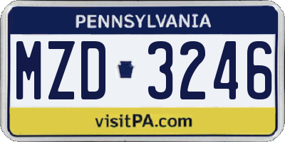 PA license plate MZD3246