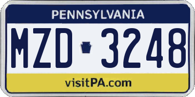 PA license plate MZD3248