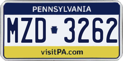 PA license plate MZD3262