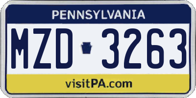PA license plate MZD3263