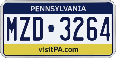 PA license plate MZD3264