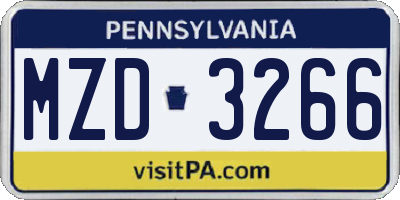 PA license plate MZD3266