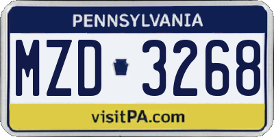 PA license plate MZD3268