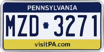 PA license plate MZD3271