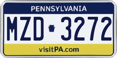 PA license plate MZD3272