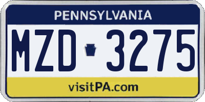PA license plate MZD3275