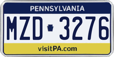 PA license plate MZD3276