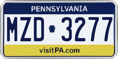 PA license plate MZD3277