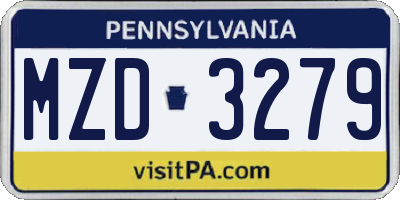 PA license plate MZD3279