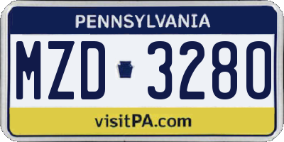 PA license plate MZD3280