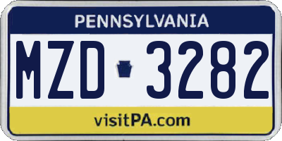 PA license plate MZD3282