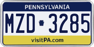 PA license plate MZD3285