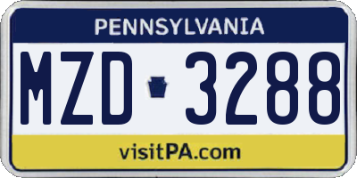 PA license plate MZD3288