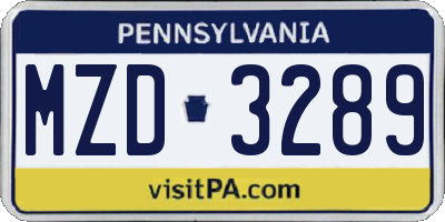 PA license plate MZD3289