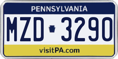 PA license plate MZD3290