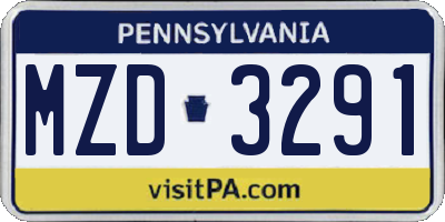 PA license plate MZD3291