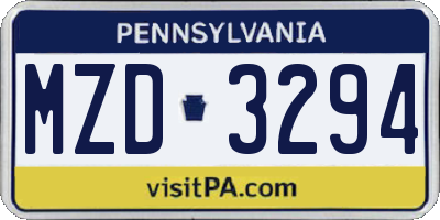 PA license plate MZD3294