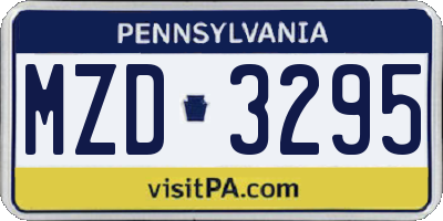 PA license plate MZD3295