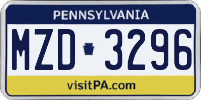 PA license plate MZD3296