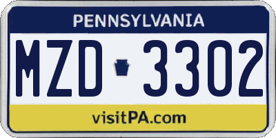 PA license plate MZD3302