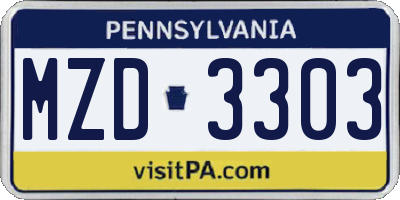 PA license plate MZD3303