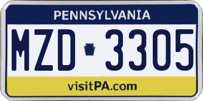 PA license plate MZD3305