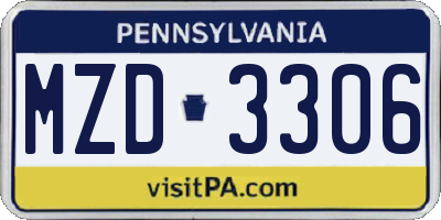PA license plate MZD3306