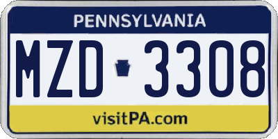 PA license plate MZD3308