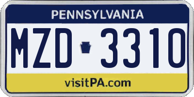 PA license plate MZD3310