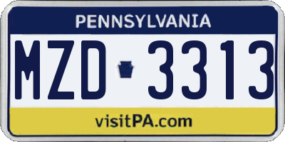 PA license plate MZD3313