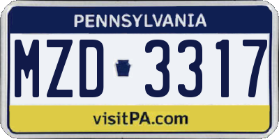PA license plate MZD3317