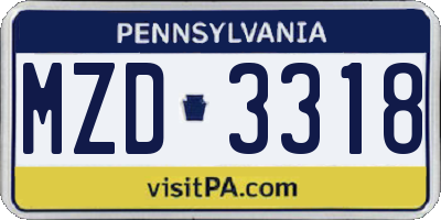 PA license plate MZD3318