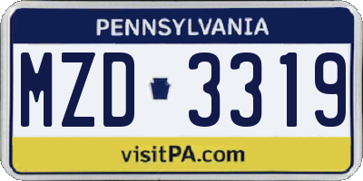 PA license plate MZD3319