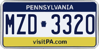 PA license plate MZD3320