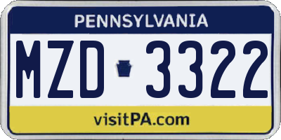 PA license plate MZD3322