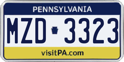 PA license plate MZD3323